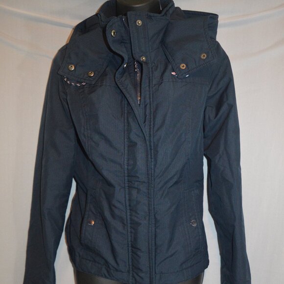 Hollister Hooded Jacket navy blue Women's All Weather Size Small - Picture 1 of 6